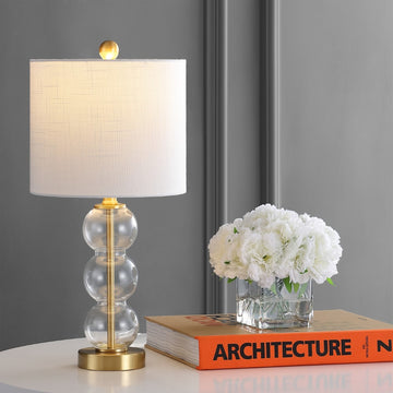 February 21" Glass/Metal LED Table Lamp - JONATHAN Y